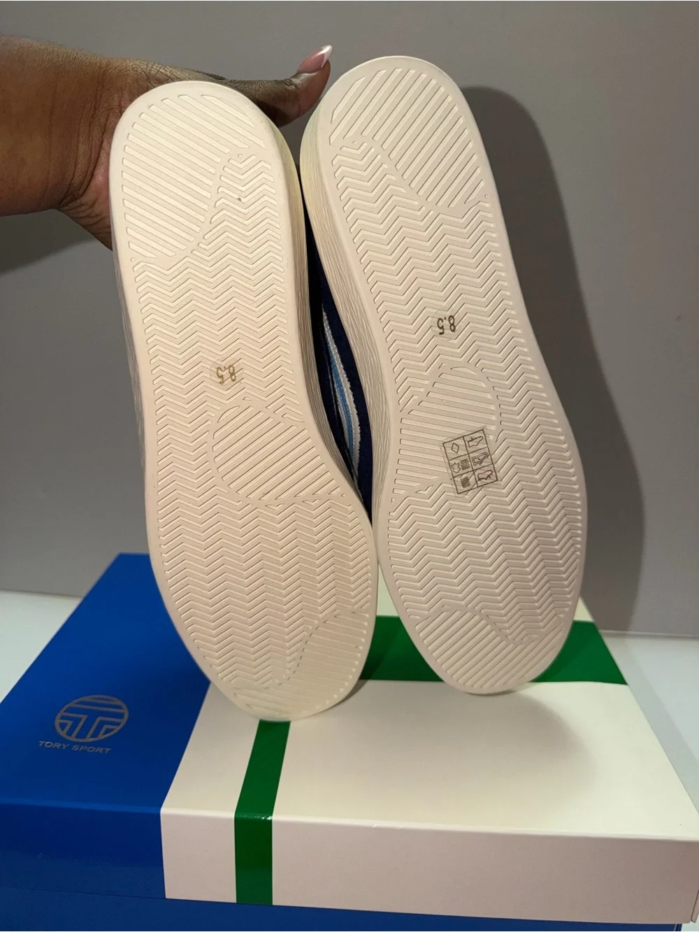 TORY BURCH Blue and White Suede Sneakers